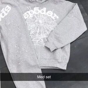 Gray Spider Web Hoodie and Sweatpants Set